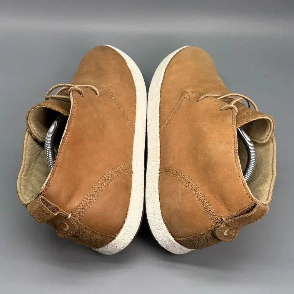 OluKai Kupono Men's 11.5 Brown White Leather Lace-Up Outdoor Chukka Boots